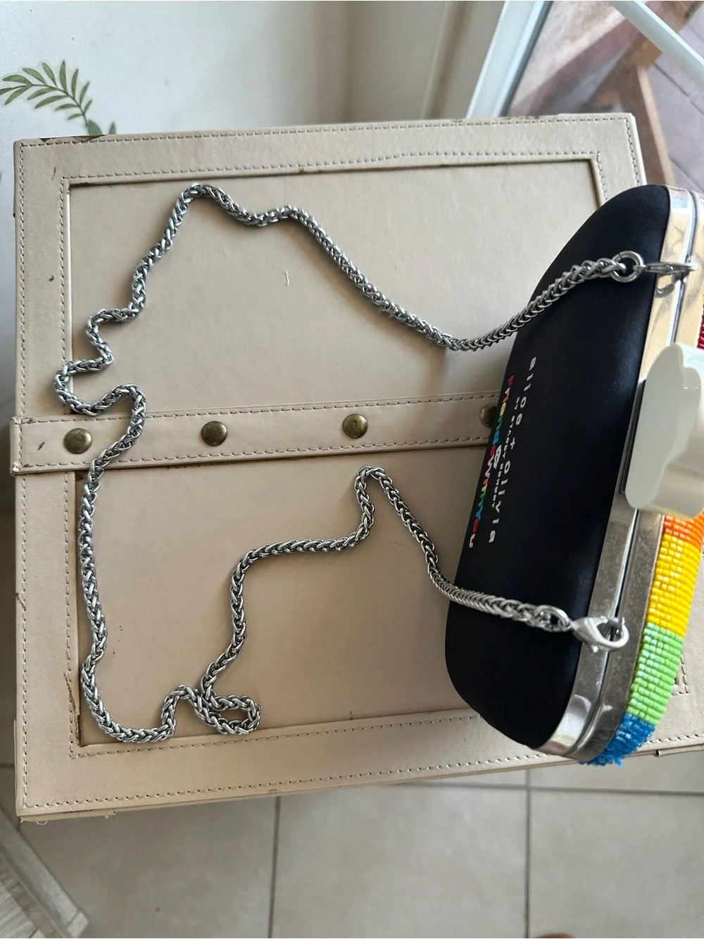 Alice + Olivia x FriendsWithYou Rainbow Beaded Cloud Clutch Bag Rare